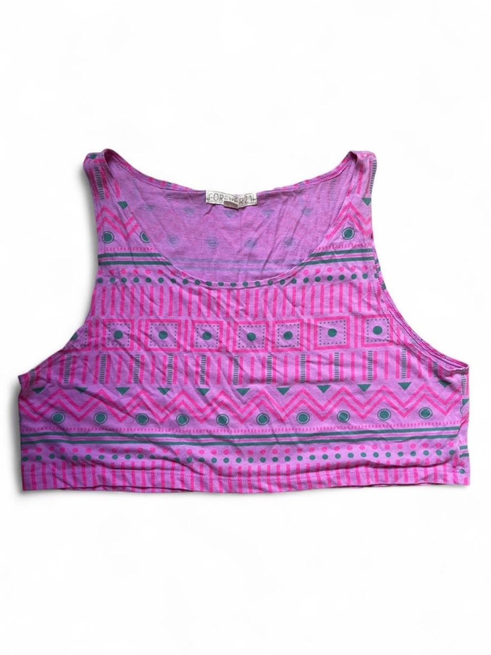 FOREVER 21 Pink Geometric Crop Tank Top S